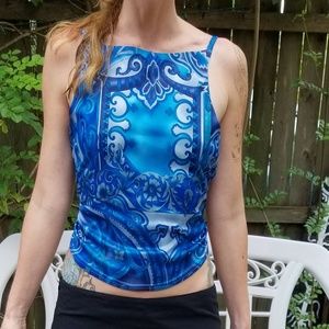 Backless hippy paisley shirt
